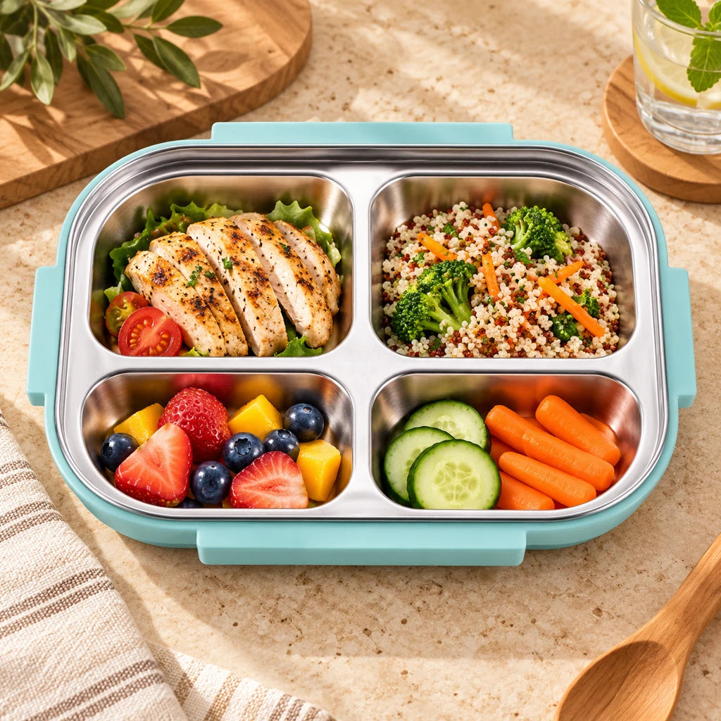 Green Japanese-Style Insulated Stainless Steel Bento Box