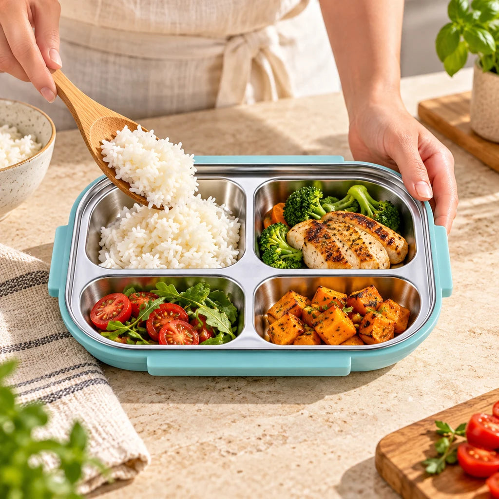 Green Japanese-Style Insulated Stainless Steel Bento Box — view 2