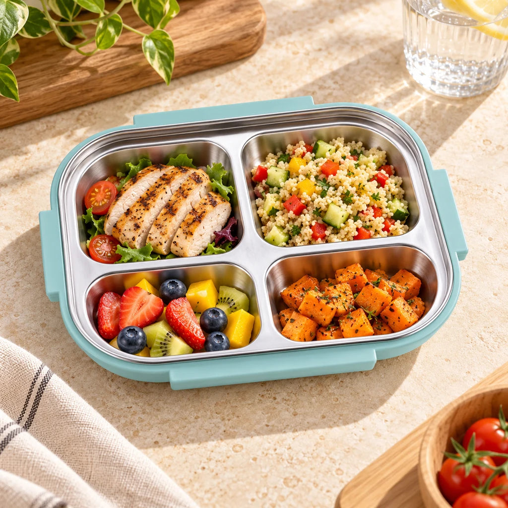 Green Japanese-Style Insulated Stainless Steel Bento Box — view 3