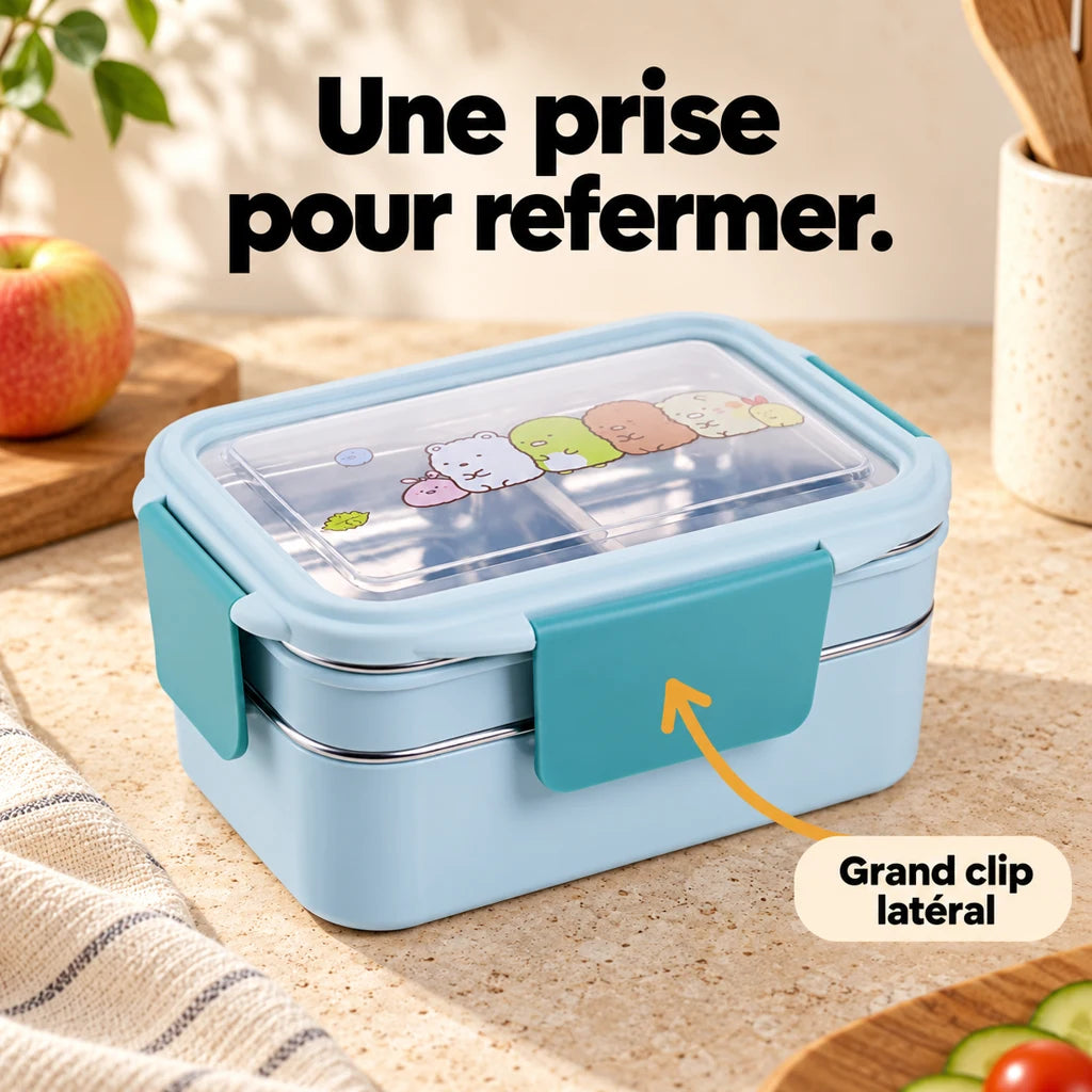 Lunch Box Enfant Inox Compartimentée Bleue Motifs cartoon — vue 3