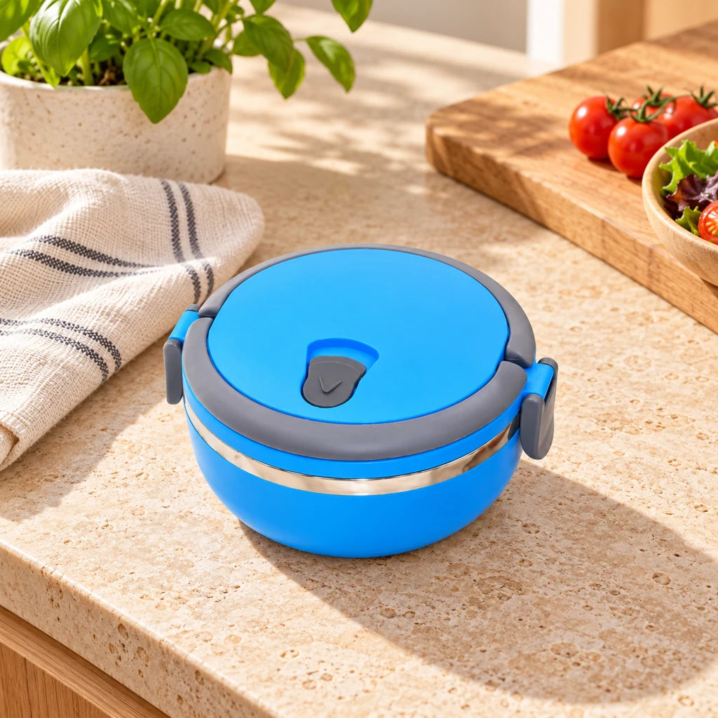 Round insulated stainless steel box with handle — view 3