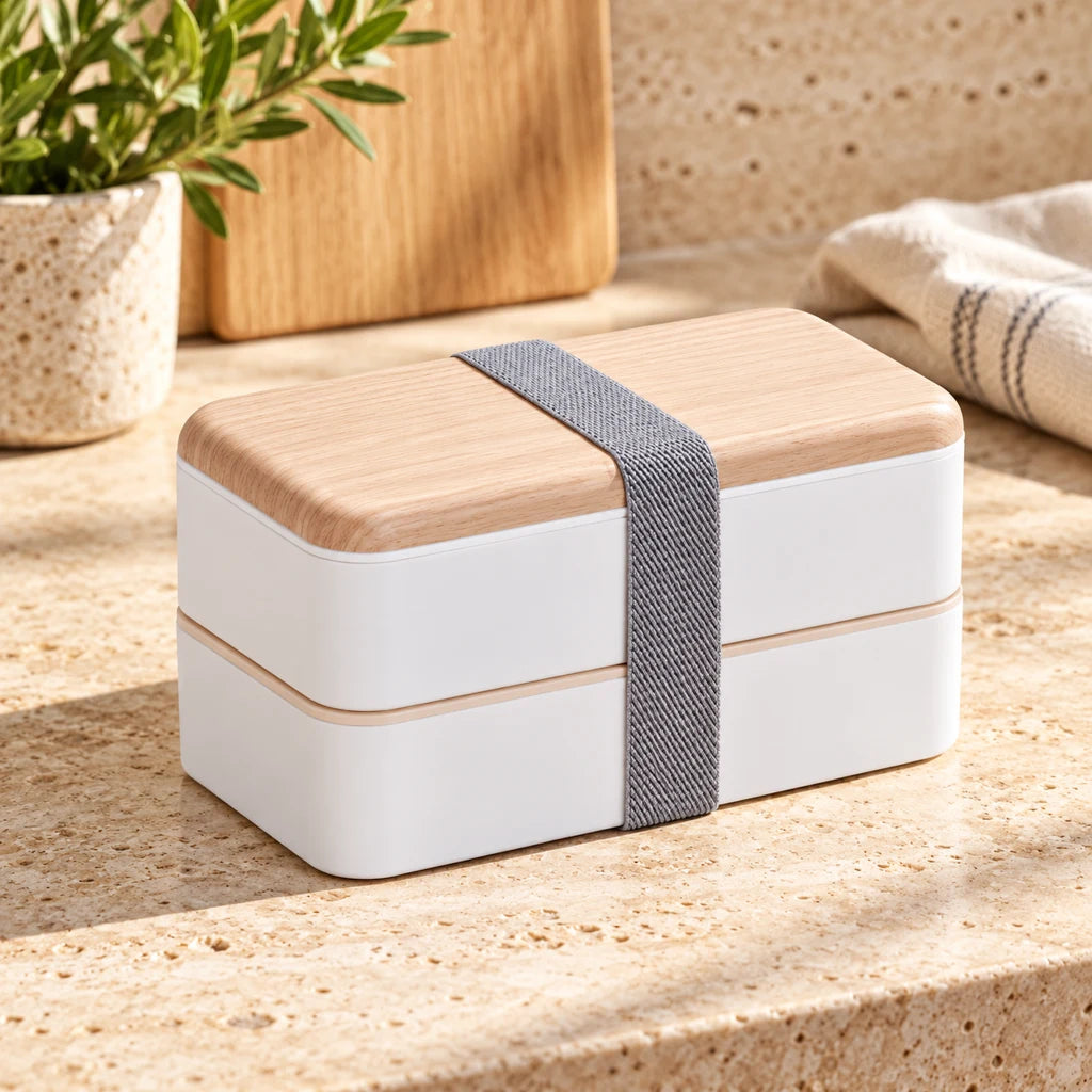 Wood-Style Multi-Tier Compartment Bento
