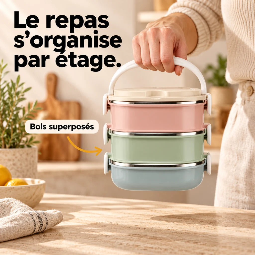 Lunchbox Inox 3 étages Compatible Micro-ondes — vue 2