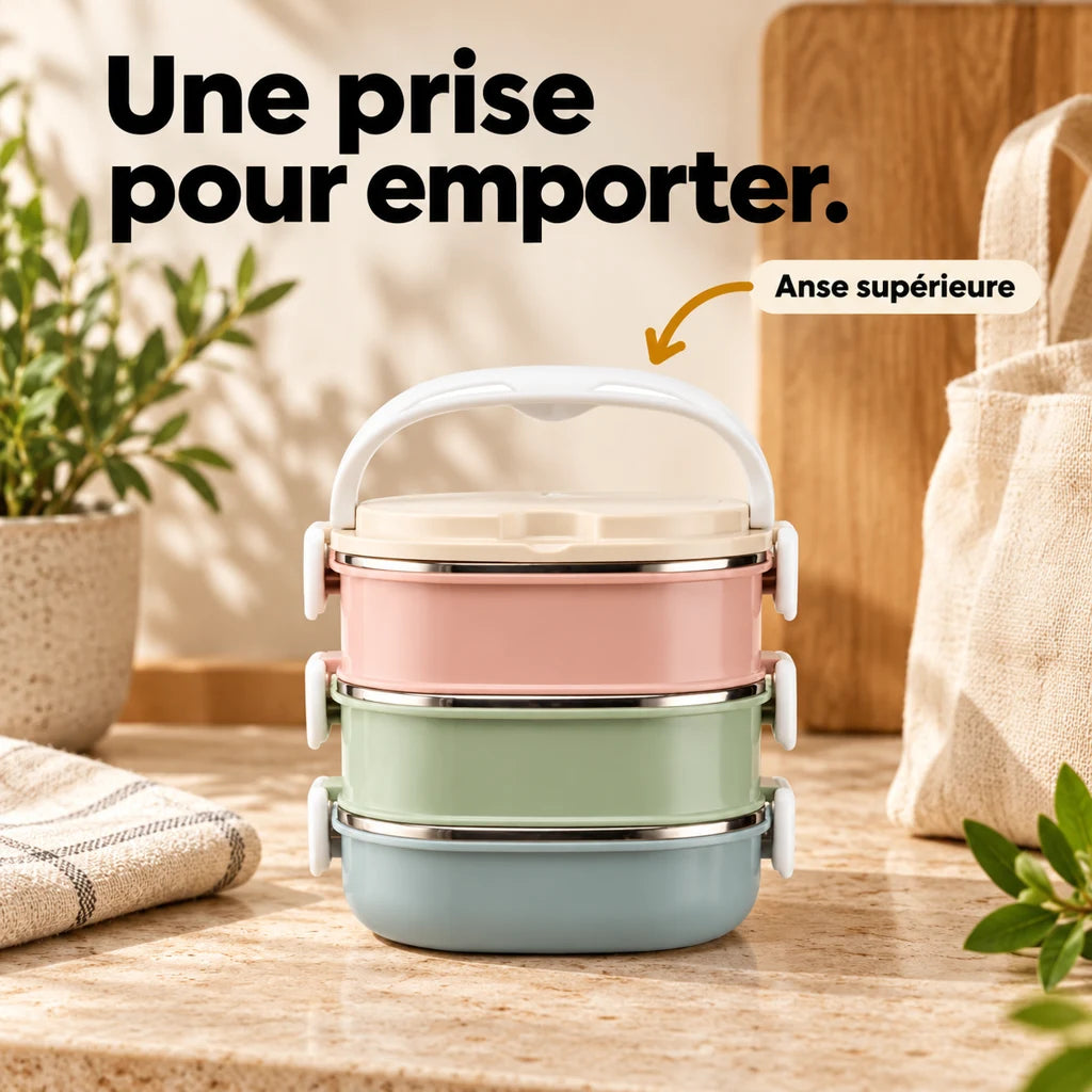 Lunchbox Inox 3 étages Compatible Micro-ondes — vue 3