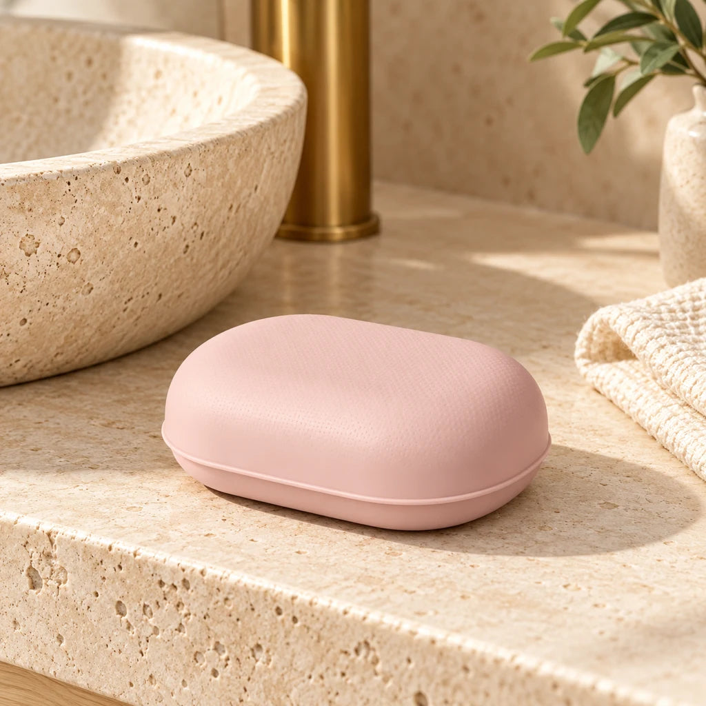 Portable plastic soap box with lid