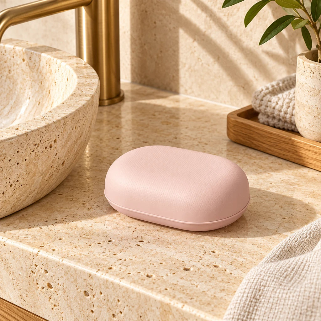 Portable plastic soap box with lid — view 3