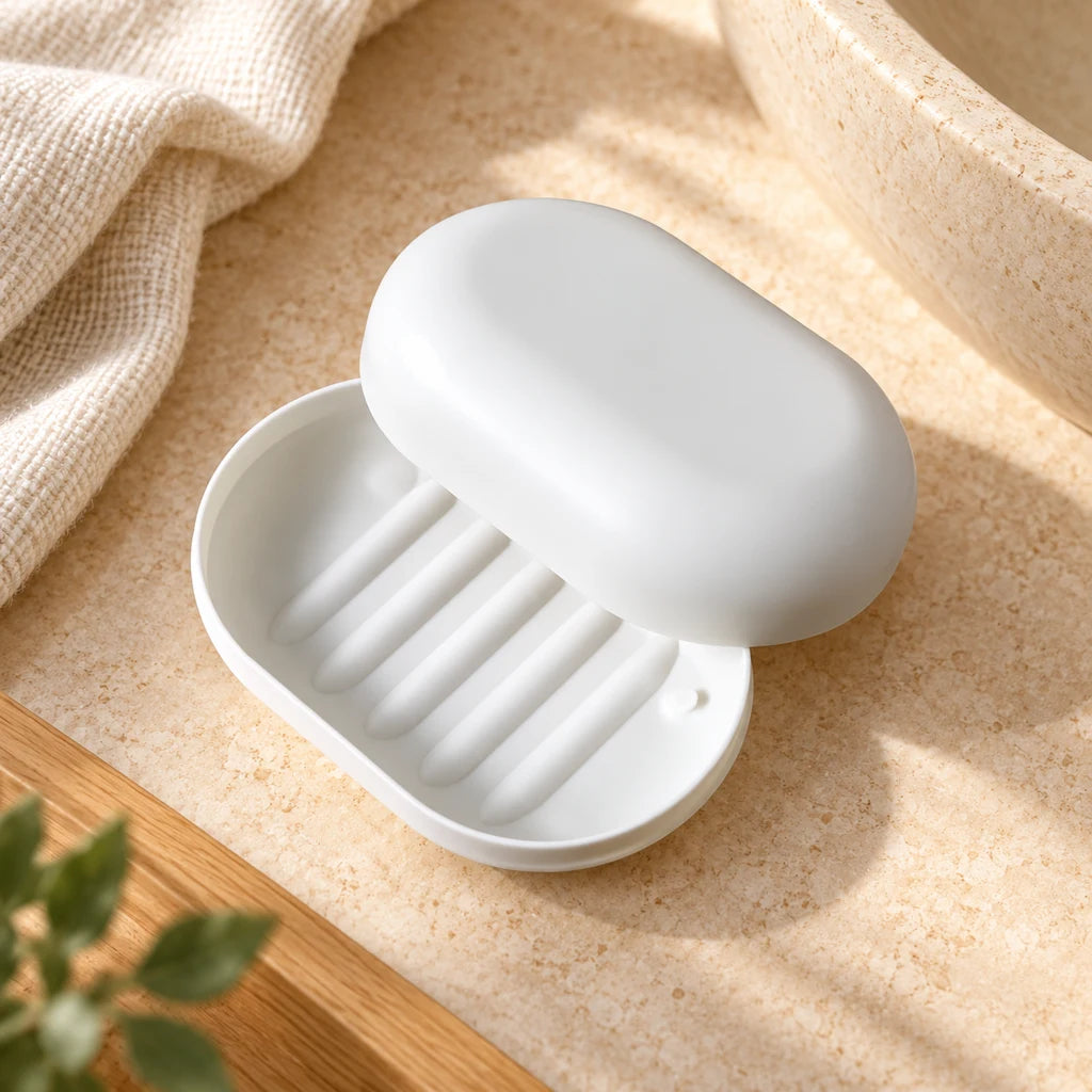 Portable plastic soap box with lid — view 4