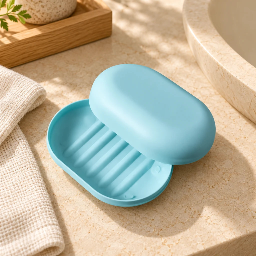 Portable plastic soap box with lid — view 6