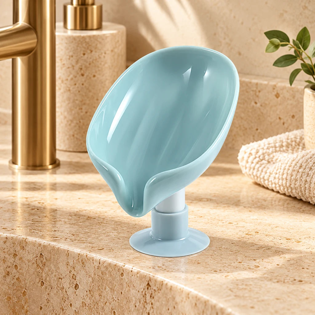 Leaf plastic soap dish with suction cup