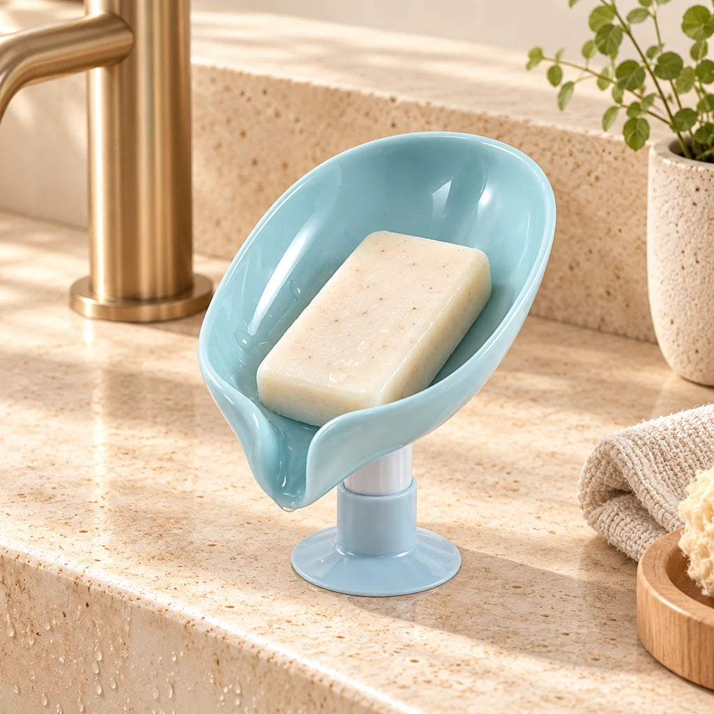 Leaf plastic soap dish with suction cup — view 3