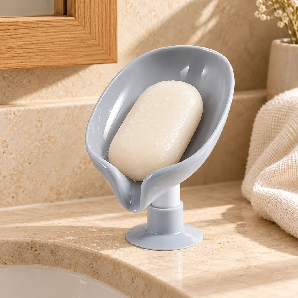 Leaf plastic soap dish with suction cup — view 4
