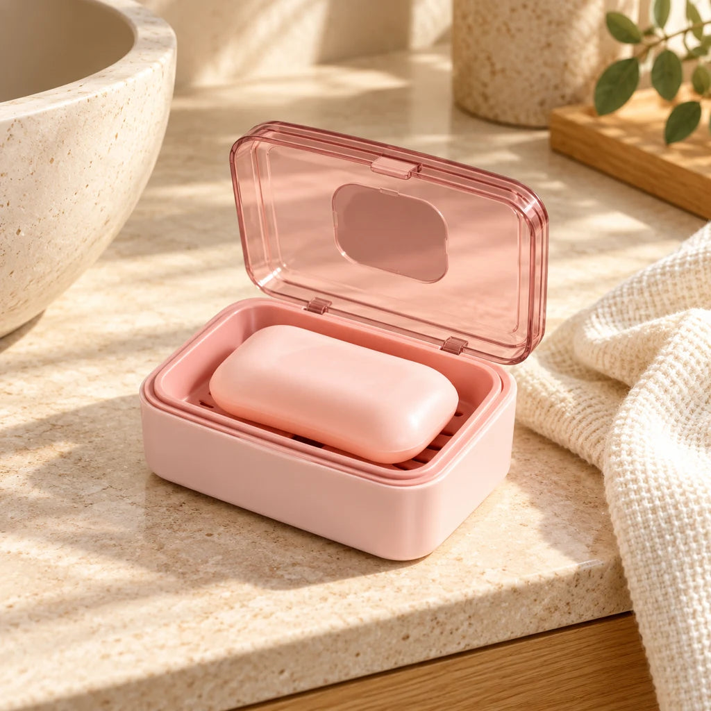 Plastic Soap Dish with Transparent Flip-Top Lid — view 5