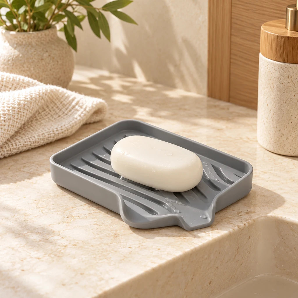 Self-draining silicone soap dish for kitchen — view 4