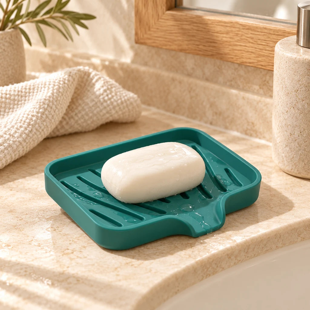 Self-draining silicone soap dish for kitchen — view 5