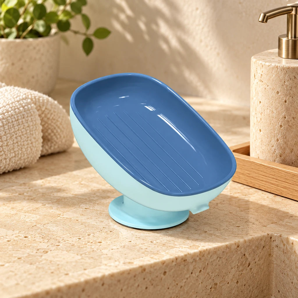 Suction cup anti-odor draining soap dish