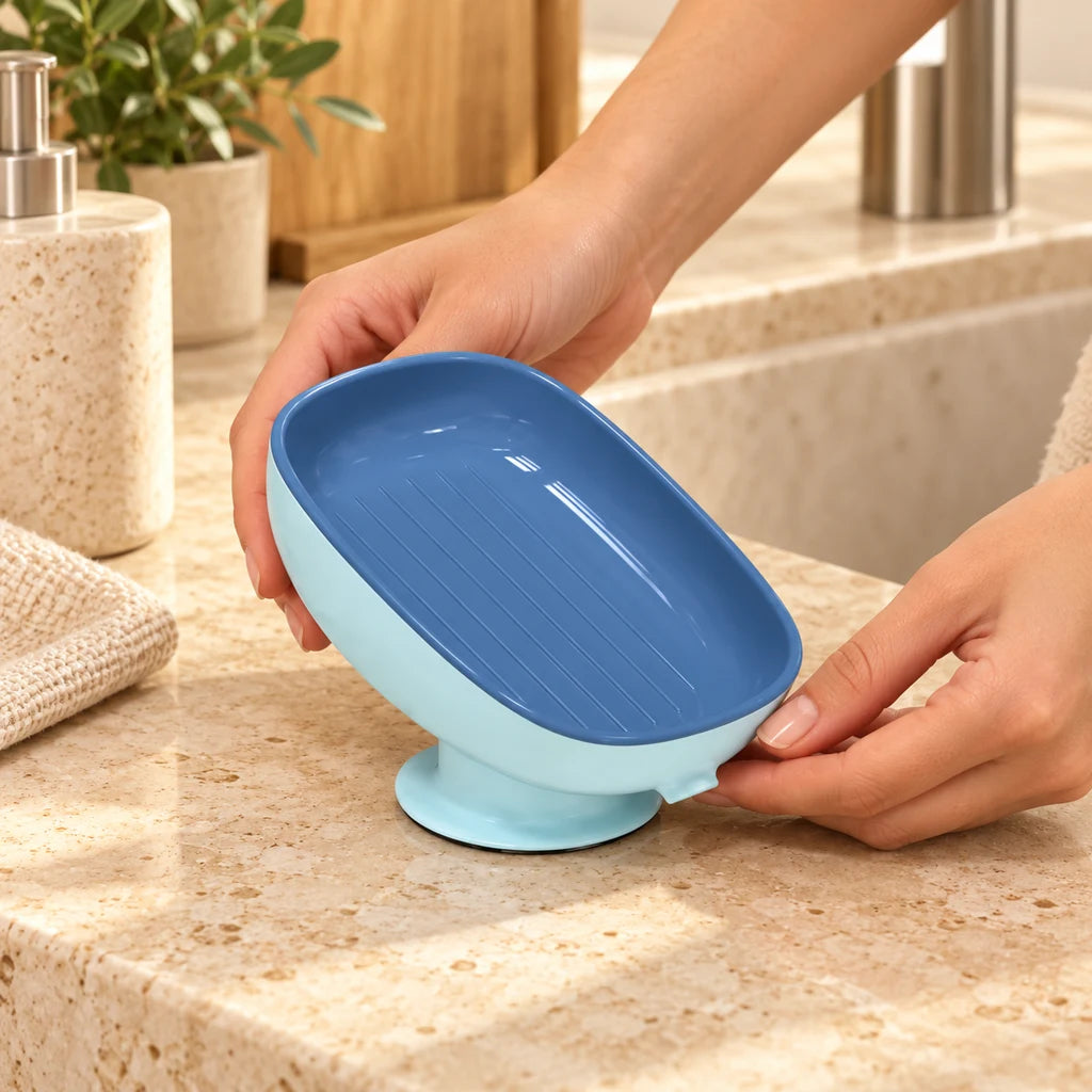Suction cup anti-odor draining soap dish — view 2