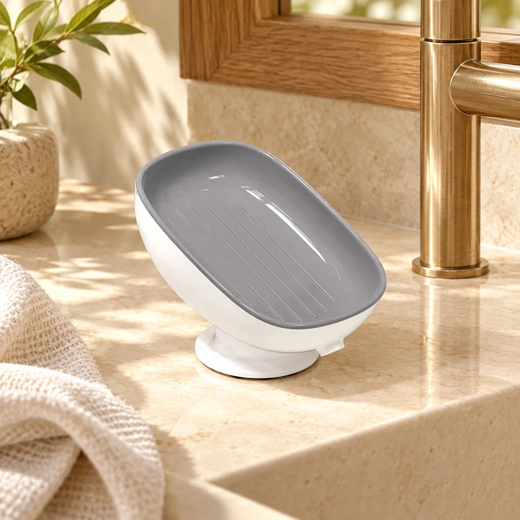 Suction cup anti-odor draining soap dish — view 5