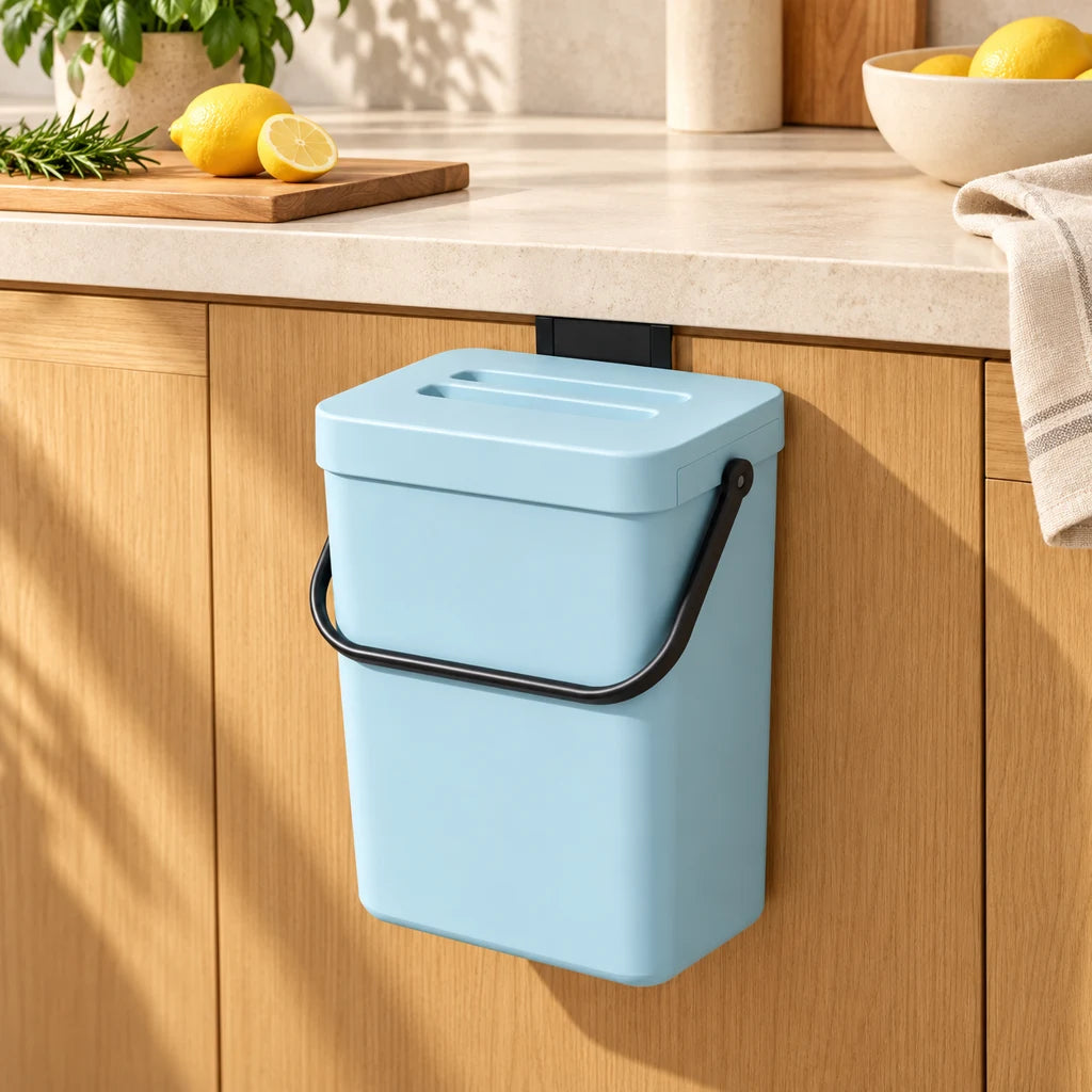 Compact airtight stainless steel kitchen trash can — view 4
