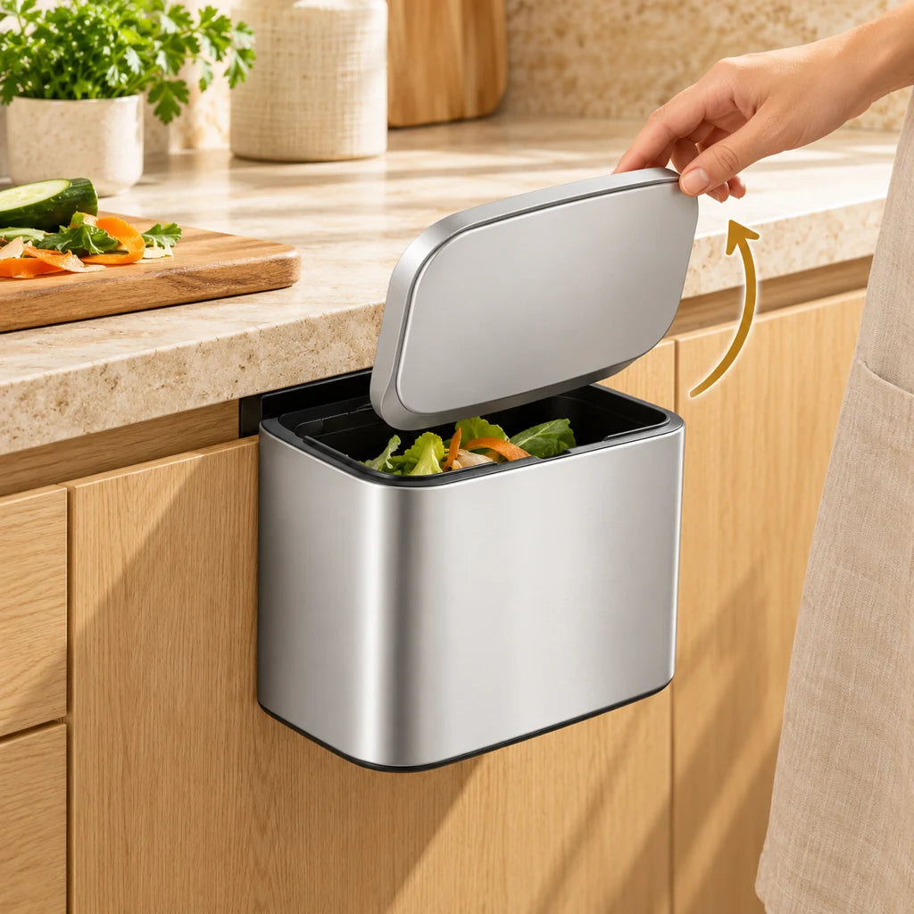 Stainless Steel Odor-Proof Wall-Mounted Trash Can — view 2