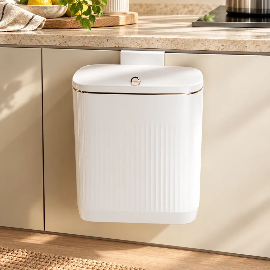 Wall-Mounted Stainless Steel Trash Can with Lid 12L