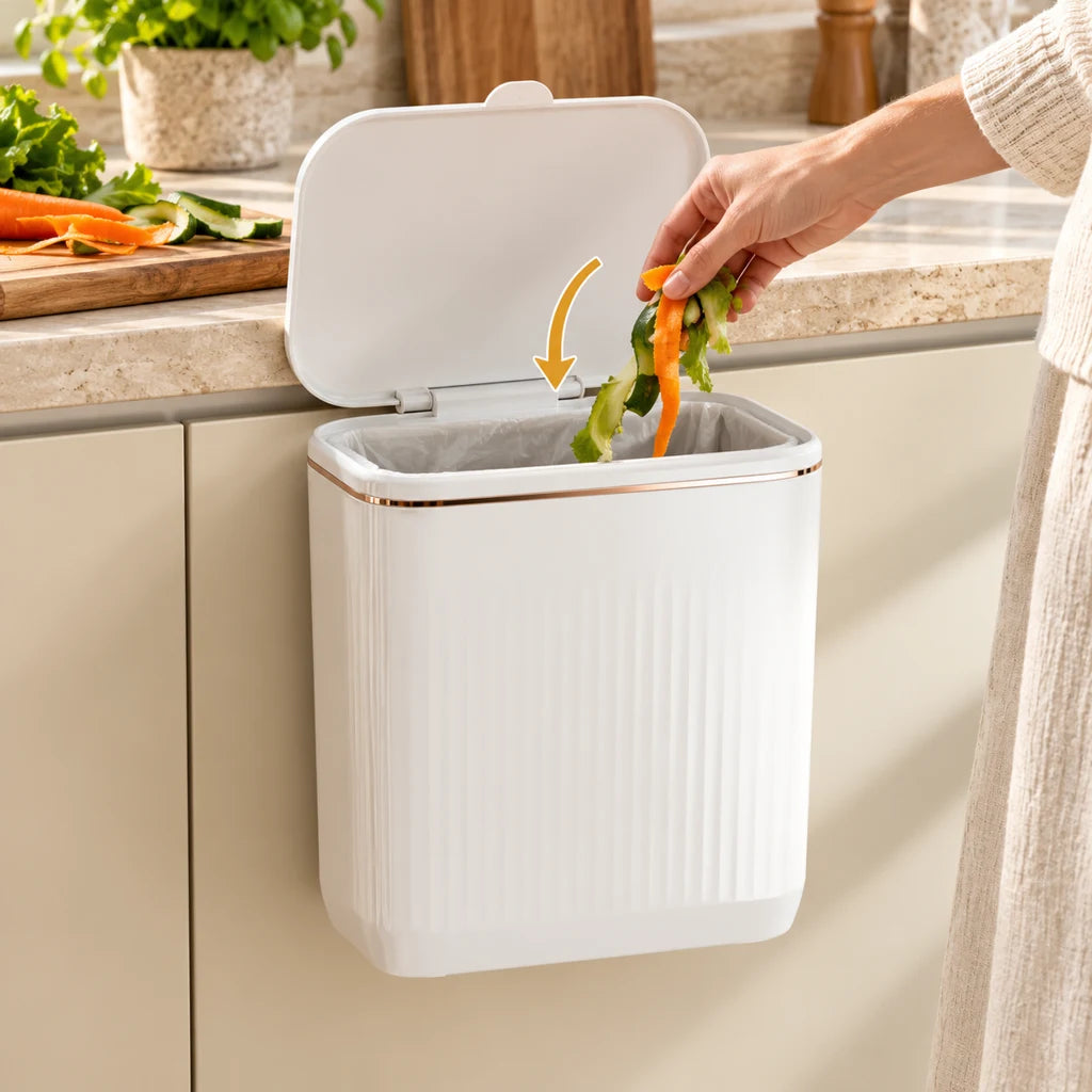 Wall-Mounted Stainless Steel Trash Can with Lid 12L — view 2