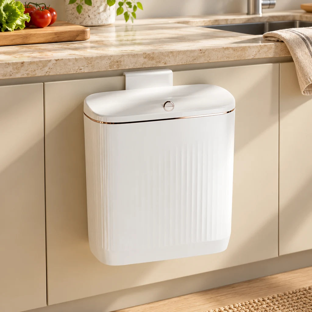 Wall-Mounted Stainless Steel Trash Can with Lid 12L — view 3