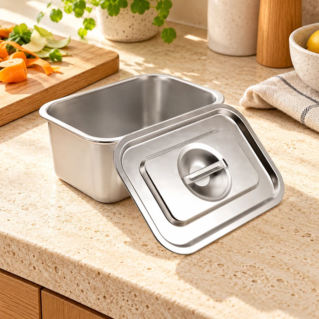 Compact Storage Stainless Steel Trash Can