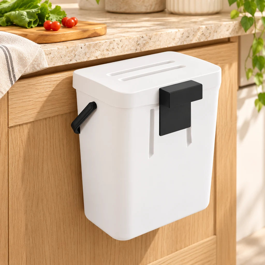 Compact waterproof stainless steel kitchen trash can