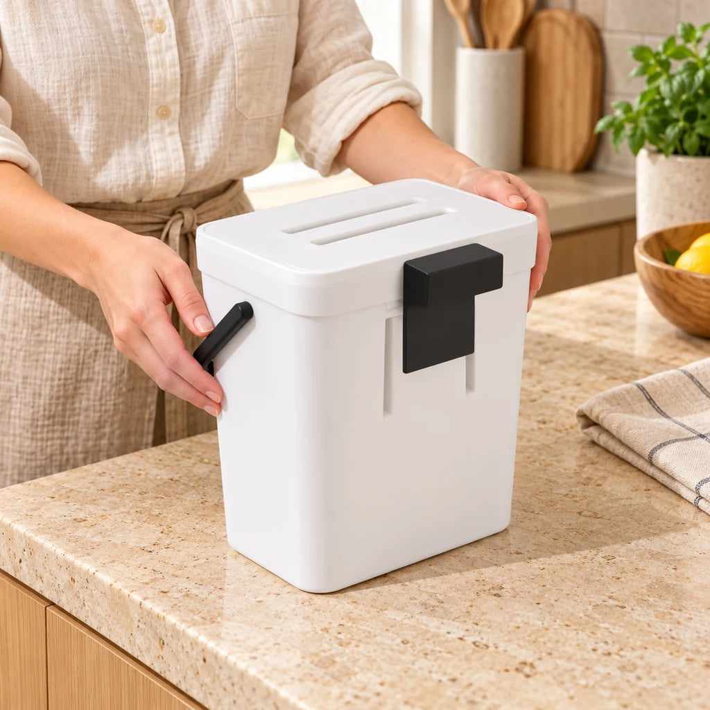 Compact waterproof stainless steel kitchen trash can — view 2