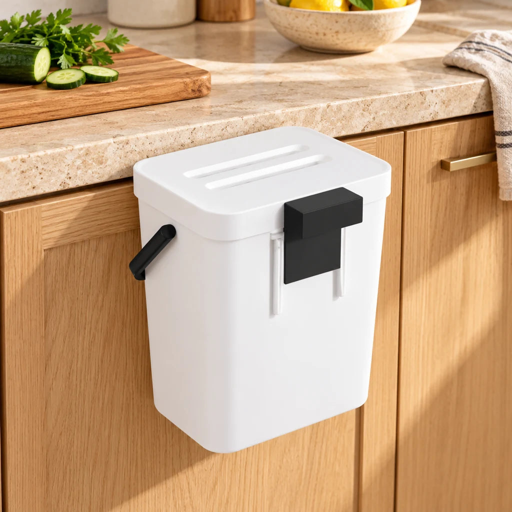 Compact waterproof stainless steel kitchen trash can — view 3