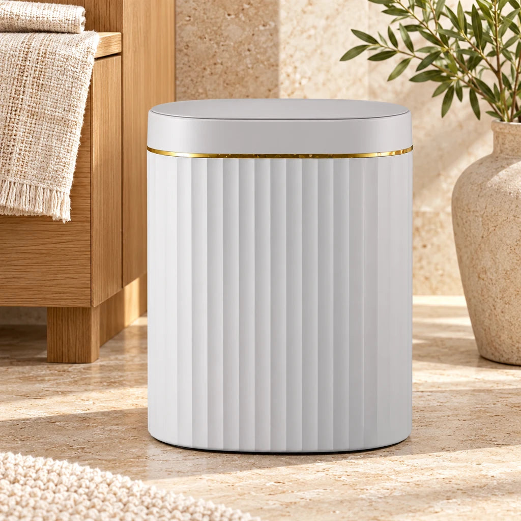 79L Stainless Steel Automatic Ribbed Trash Can
