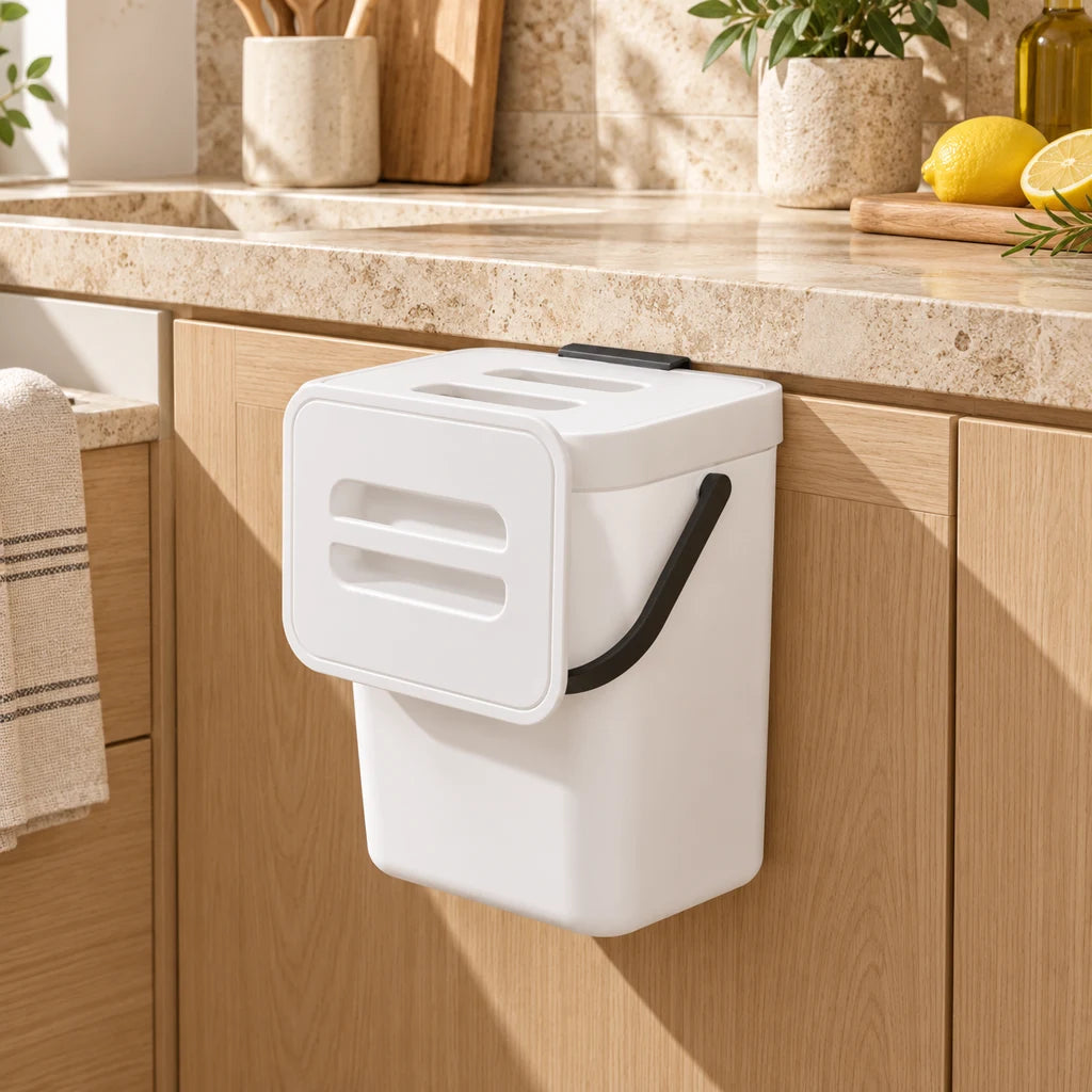 Compact 3L Stainless Steel Kitchen Trash Can — view 3